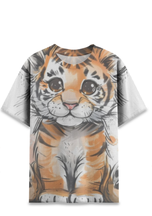 Cute Baby Tiger Sports Half Sleeve T-Shirt