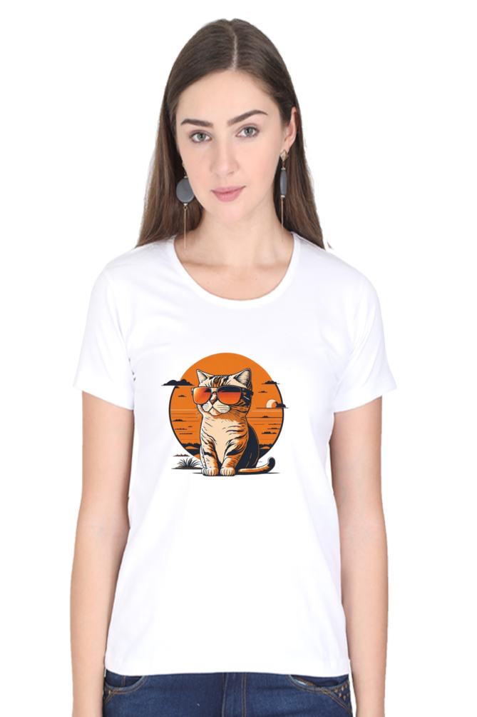 Sunset Cat Half Sleeve T-Shirt