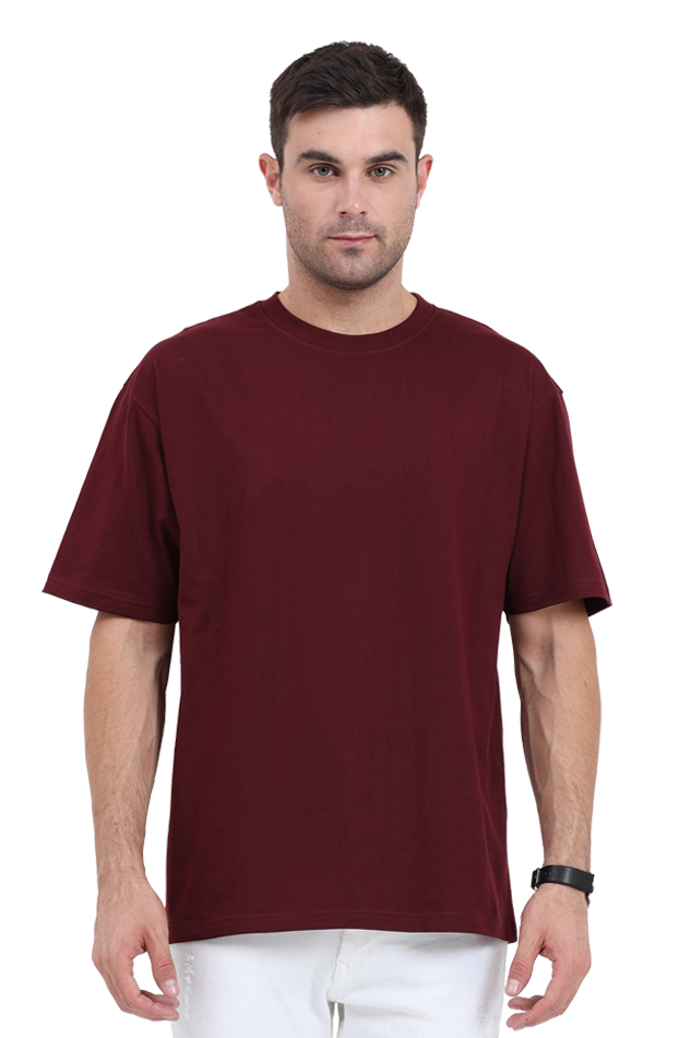 Cotton Blend Round Neck Oversized T-Shirt