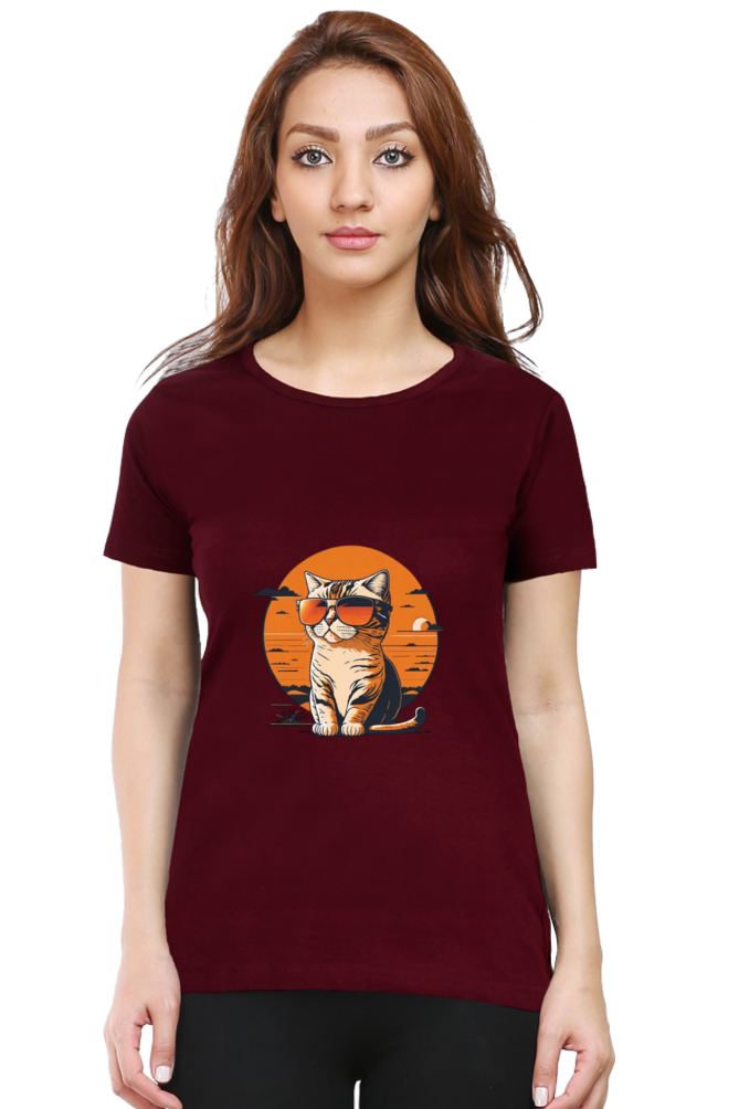 Sunset Cat Half Sleeve T-Shirt