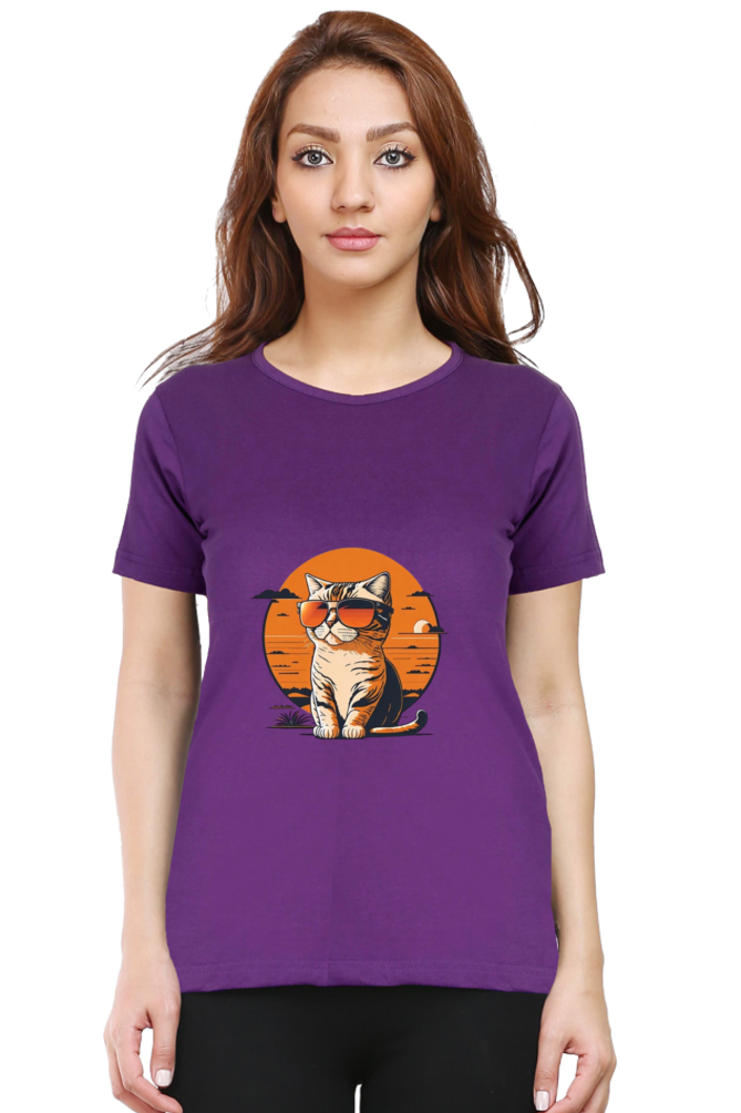 Sunset Cat Half Sleeve T-Shirt