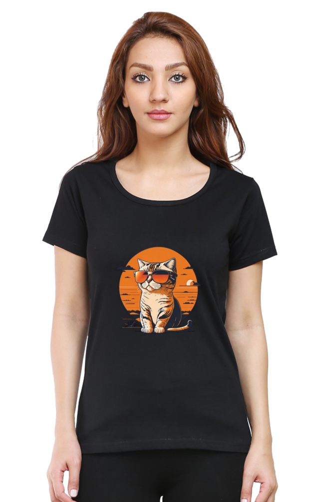 Sunset Cat Half Sleeve T-Shirt