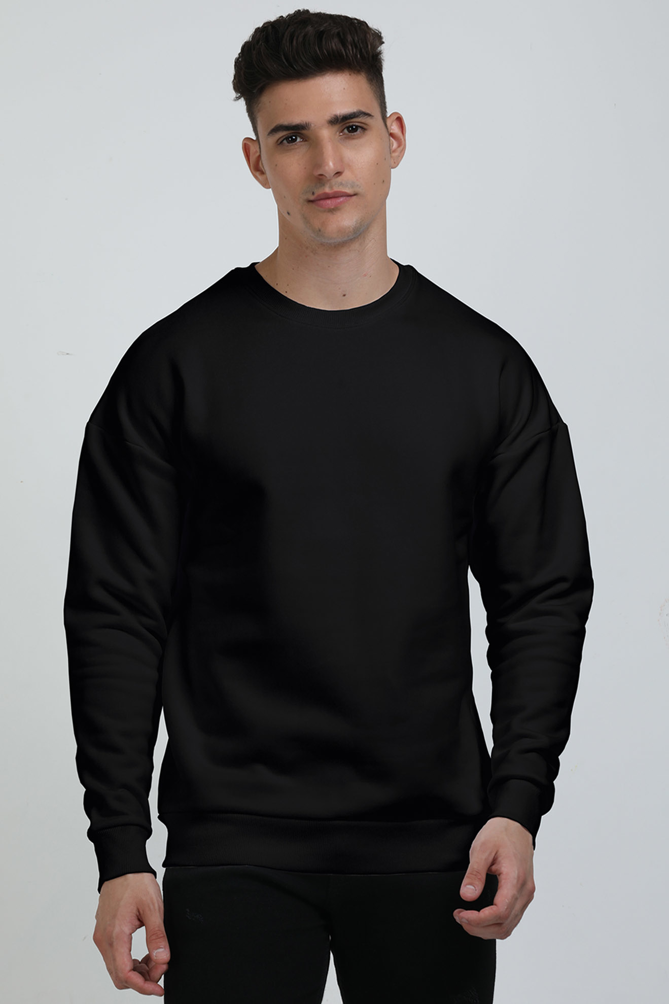 Oversized Cotton Blend Round Neck Sweatshirt