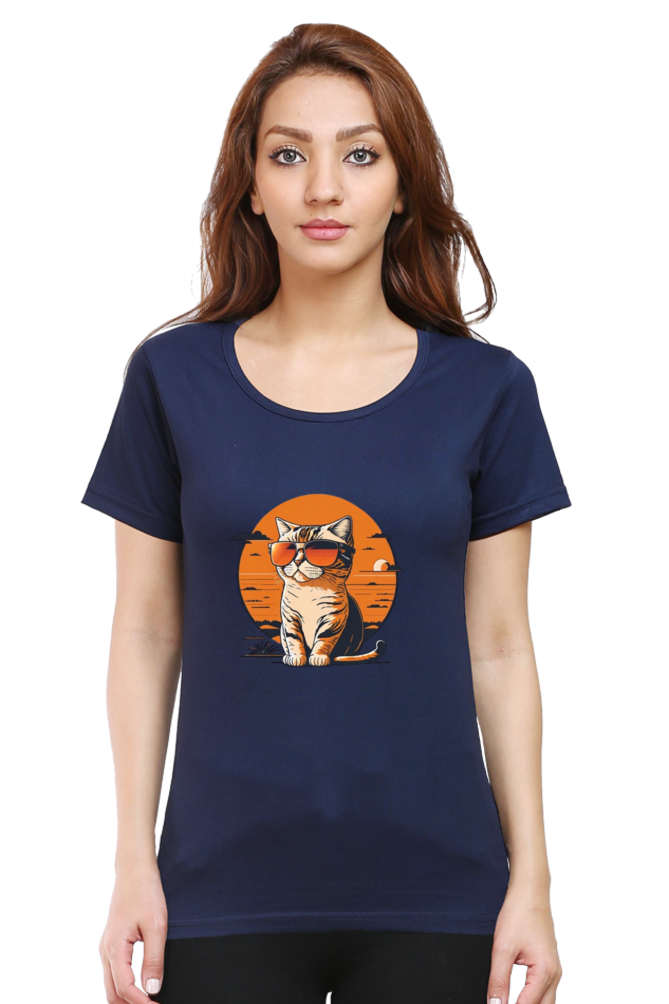 Sunset Cat Half Sleeve T-Shirt