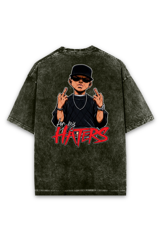 For My Haters Acid Wash Oversized T-Shirt For Men