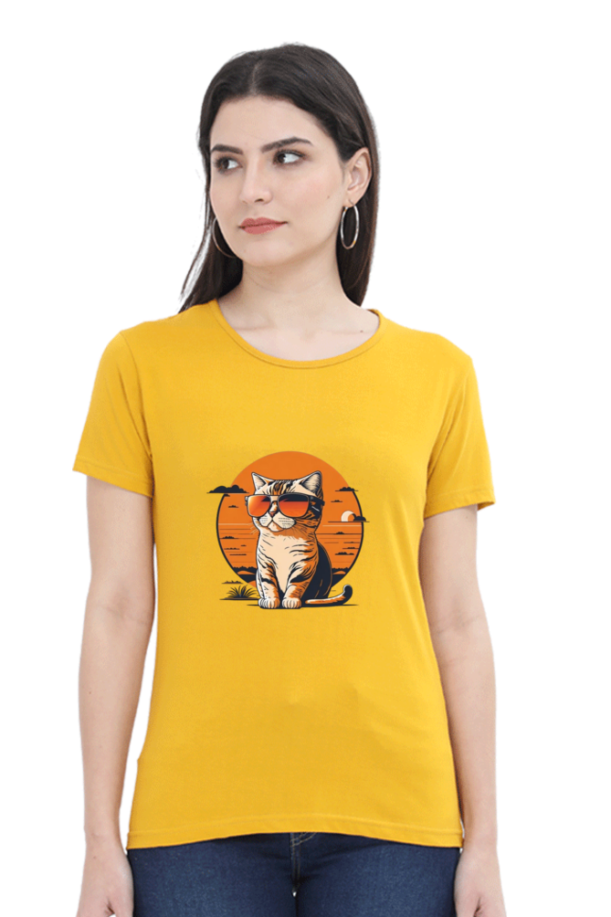 Sunset Cat Half Sleeve T-Shirt