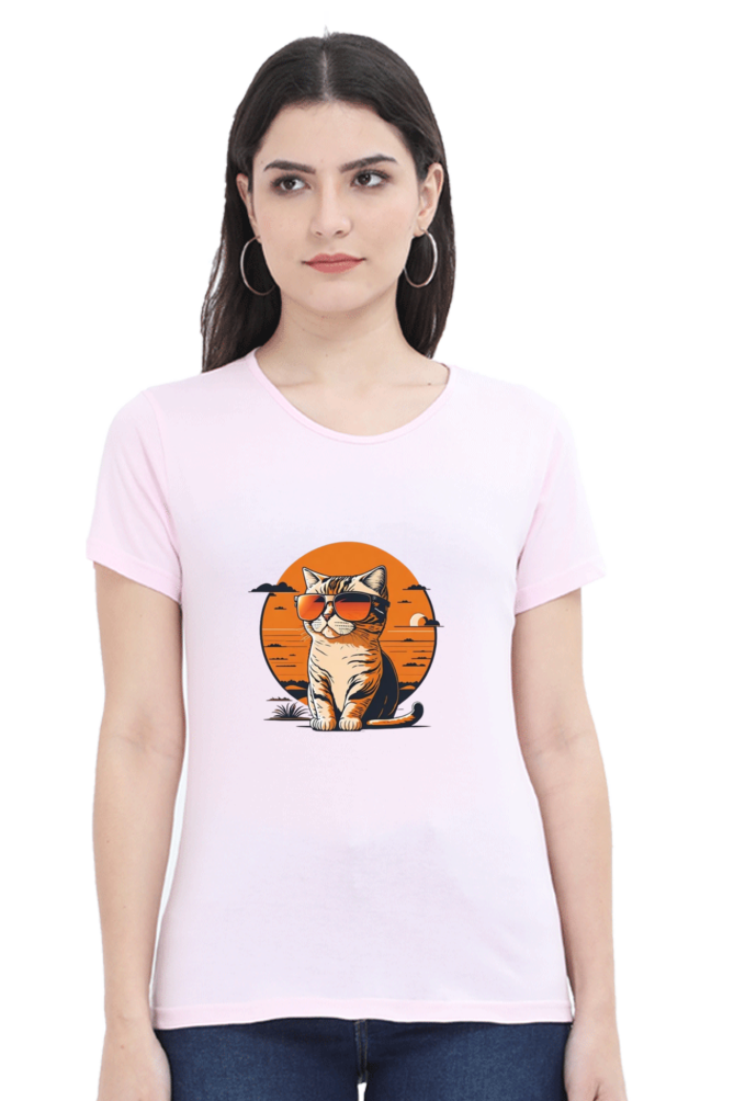 Sunset Cat Half Sleeve T-Shirt