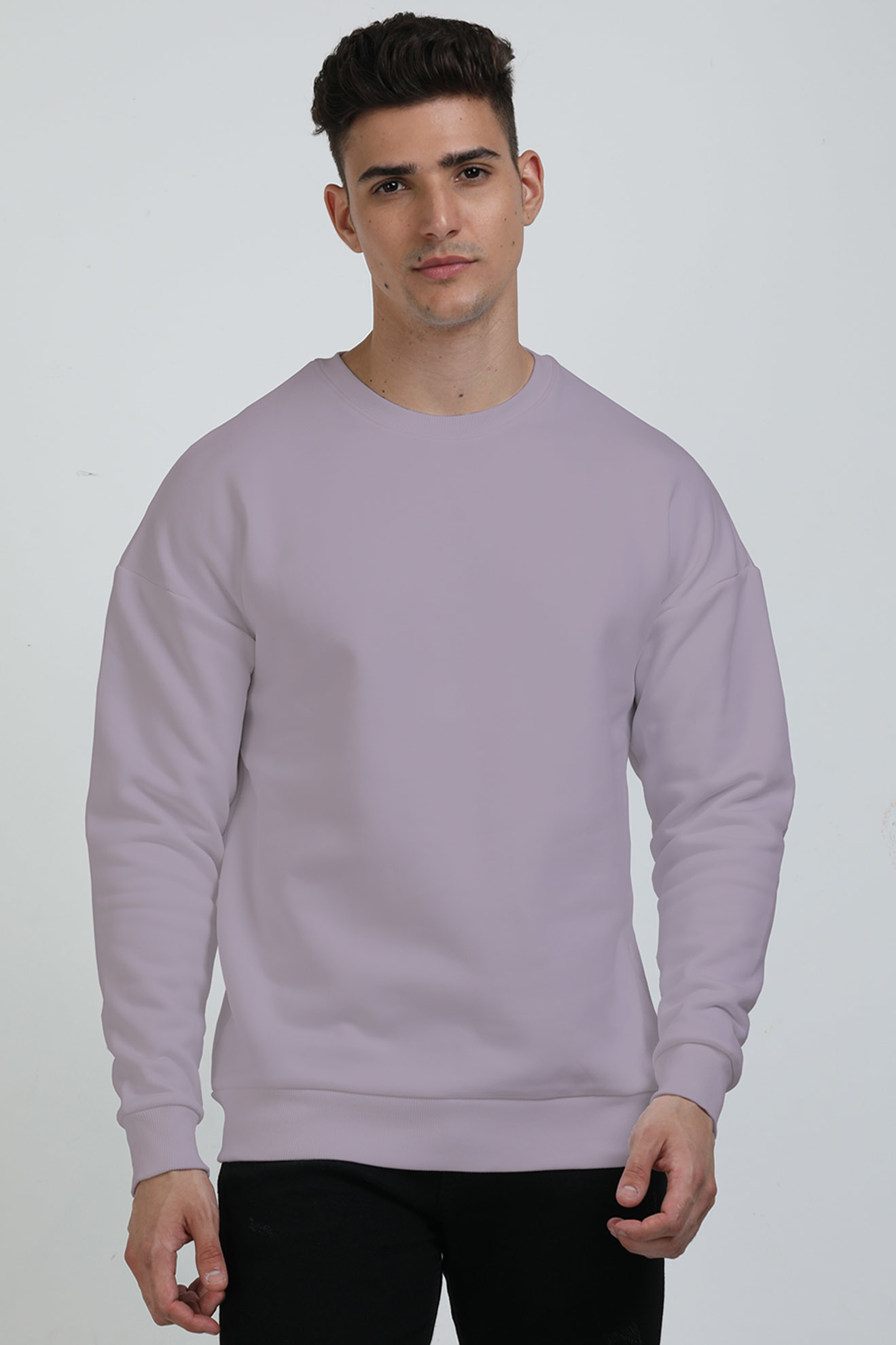 Oversized Cotton Blend Round Neck Sweatshirt