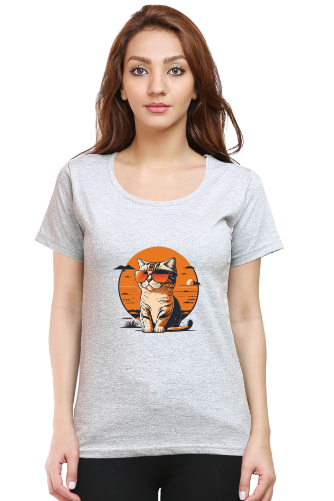 Sunset Cat Half Sleeve T-Shirt