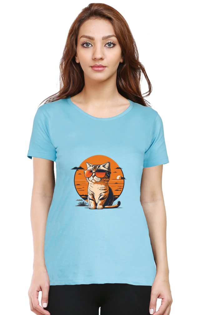 Sunset Cat Half Sleeve T-Shirt