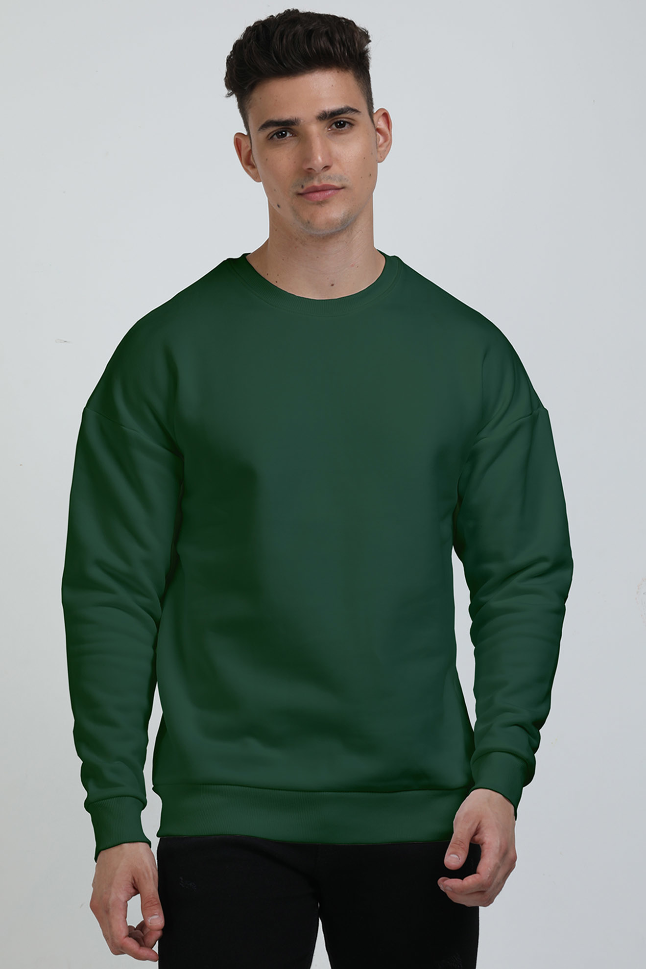 Oversized Cotton Blend Round Neck Sweatshirt